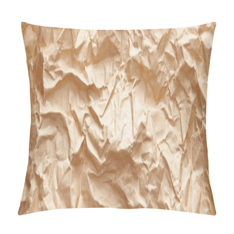 Personality  Top View Of Empty Crumpled Craft Paper Texture, Panoramic Shot Pillow Covers