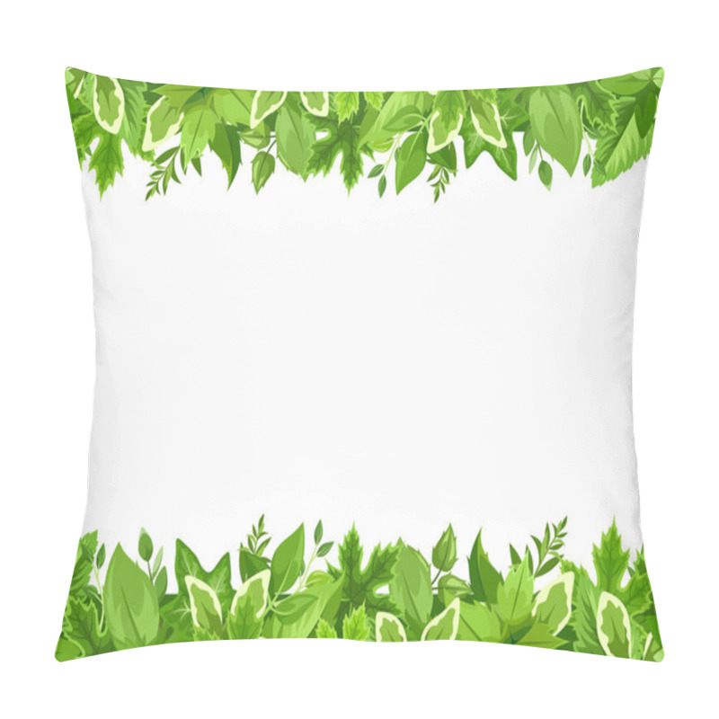 Personality  Horizontal Seamless Background With Green Leaves. Vector Illustration. Pillow Covers