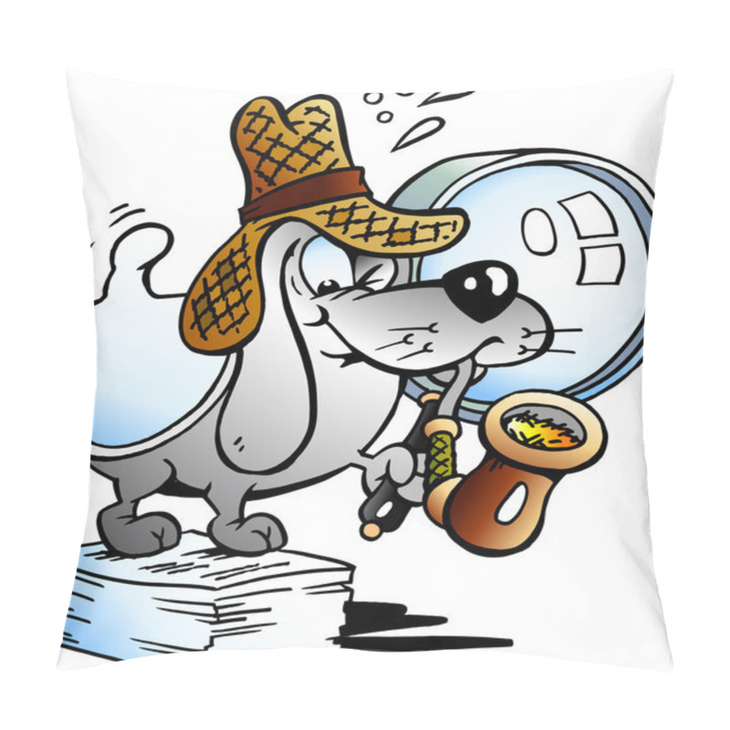 Personality  Vector Illustration Of A Paper Dog Detective Mascot Pillow Covers