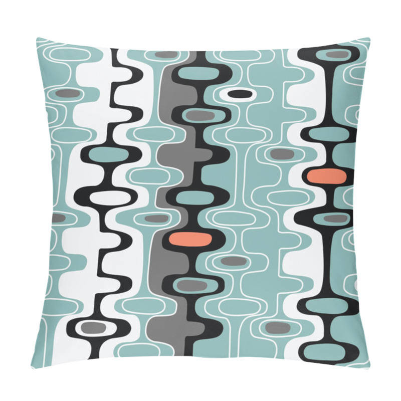 Personality  Seamless Abstract Mid Century Modern Pattern For Backgrounds, Fabric Design, Wrapping Paper, Scrapbooks And Covers. Retro Design Of Organic Oval Shapes And Stripes. Vector Illustration. Pillow Covers