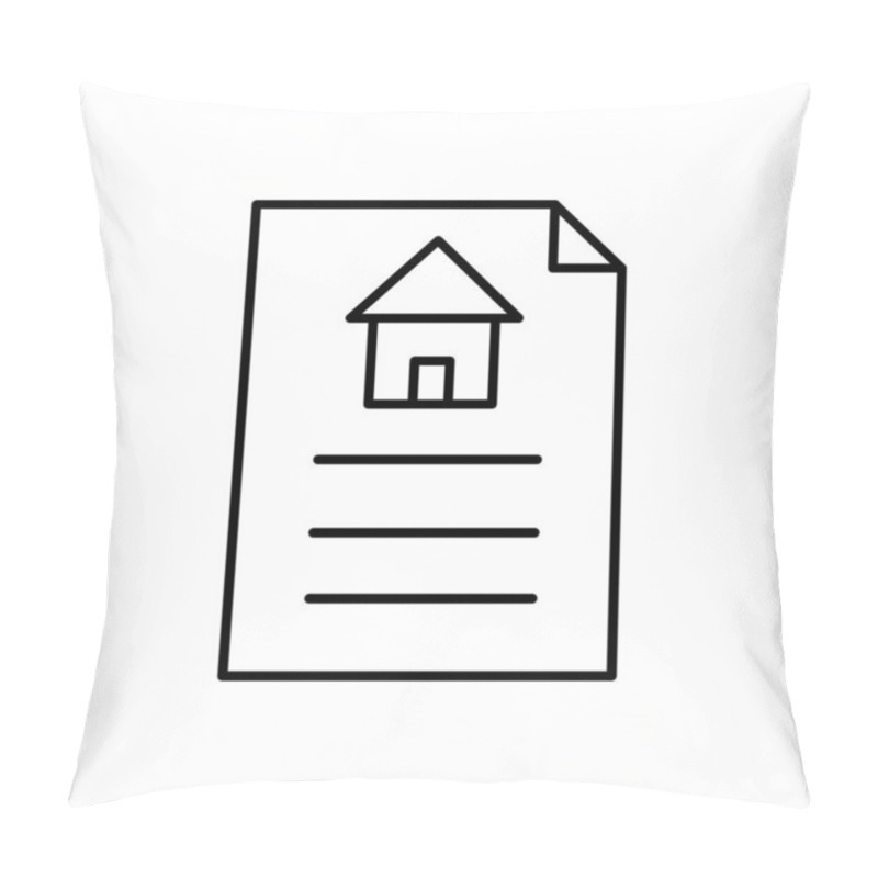 Personality  Document With House Outline Icon. Property Line Documents. Real Estate Contract Information. Mortgage Concept. Vector Isolated On White Pillow Covers