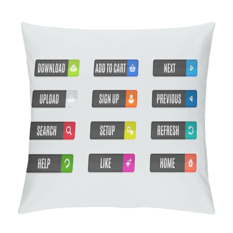 Personality  Modern Flat Design Website Navigation Buttons. Rectangle Shape Pillow Covers