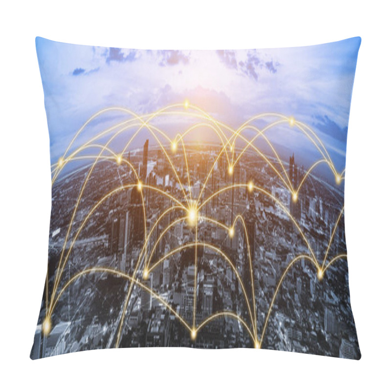 Personality  Modern Creative Telecommunication And Internet Network Connect In Smart City. Concept Of 5G Wireless Digital Connection And Internet Of Things Future. Pillow Covers