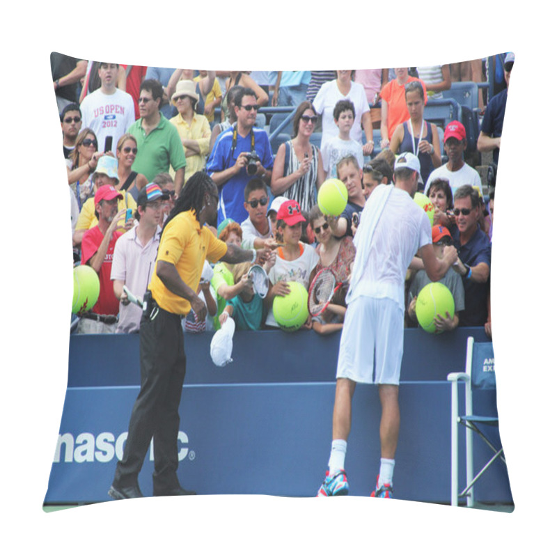 Personality  Grand Slam Champion Andy Roddick Signing Autographs After Practice For US Open 2012 At Billie Jean King National Tennis Center Pillow Covers