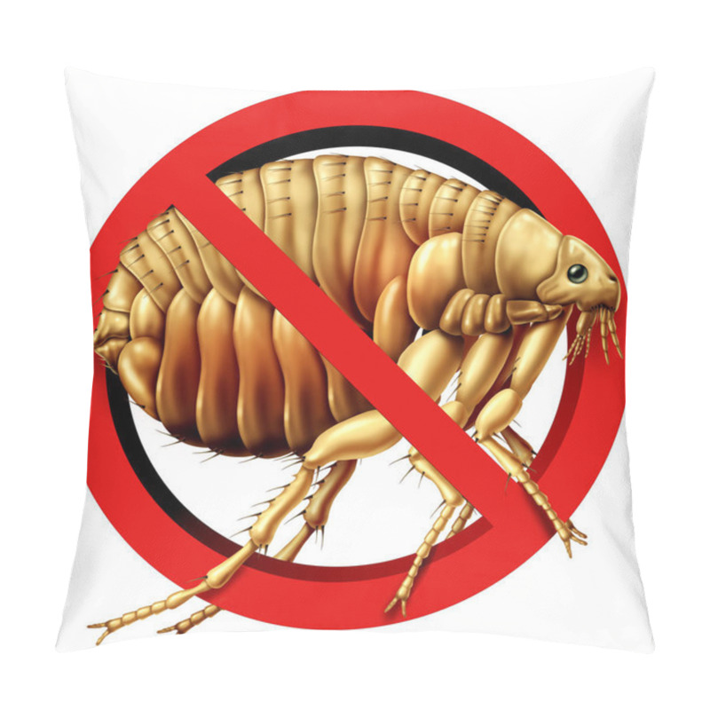 Personality  Stop Fleas Insect And Banning The Parasite That Sucks Blood From Mammals Or Bird Hosts As A Health And Medical Or Entomology Symbol. Pillow Covers