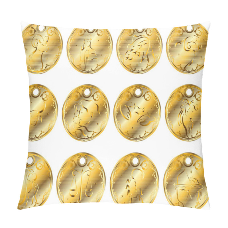 Personality  Gold Medallions Of The Zodiac. Pillow Covers