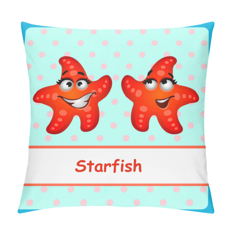 Personality  Starfish, Funny Characters On A Blue Background Pillow Covers