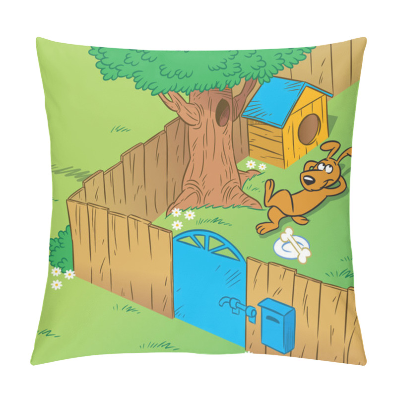 Personality  Funny Dog In The Yard Pillow Covers