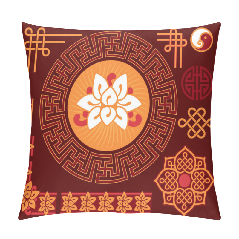 Personality  Set Of Oriental Design Elements Pillow Covers