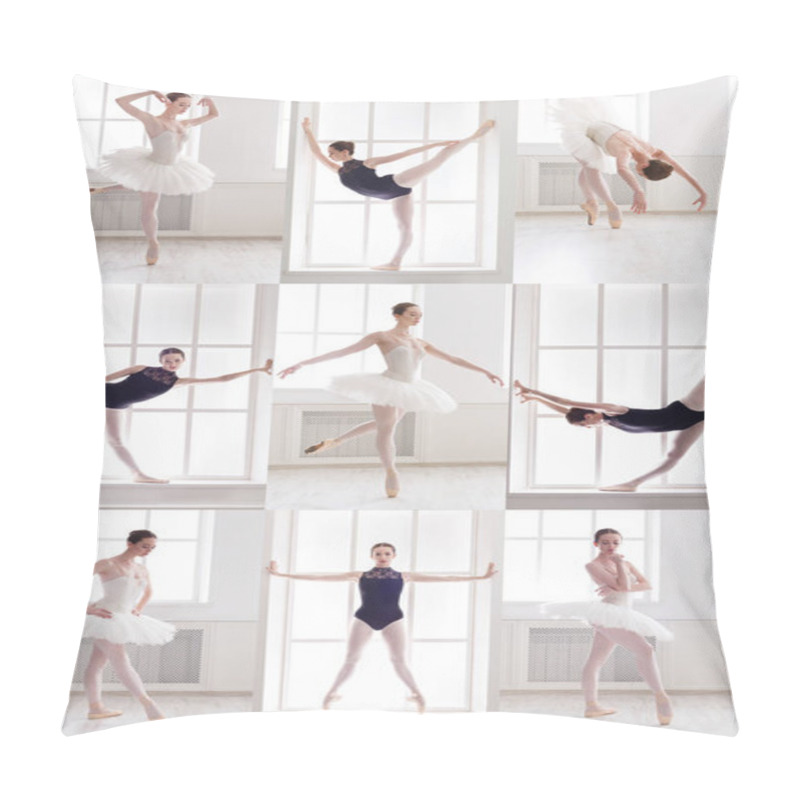 Personality  Set Of Young Ballerina Standing In Ballet Poses Pillow Covers