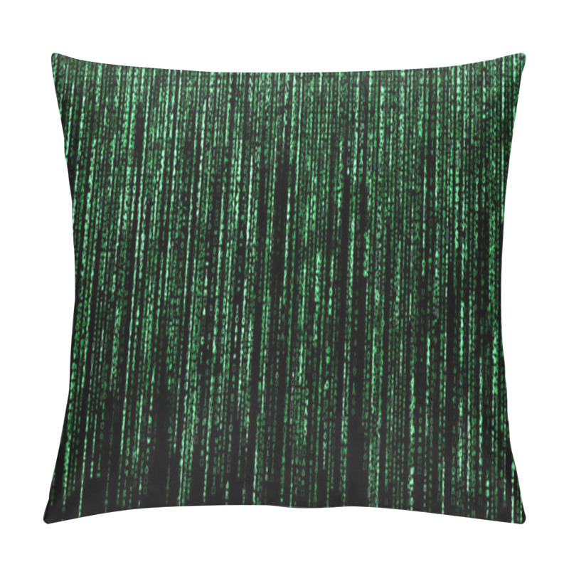 Personality  Digital Drawn Sketch Photo Sketch Network Green Binary Matrix Pillow Covers