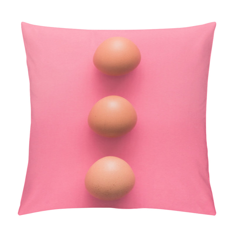 Personality  Three Eggs On Pink Background Pillow Covers