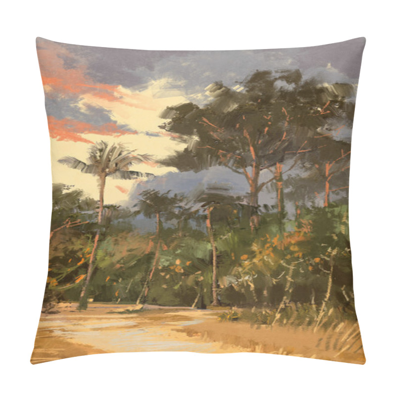 Personality  Road Leading To The Tropical Forest Pillow Covers