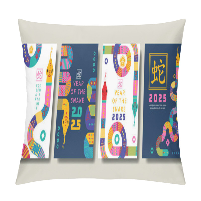 Personality  Set Of Year Of The Snake 2025 Background, For Wallpaper, Poster, Banner, Flyer With Modern Flat Concept Pillow Covers