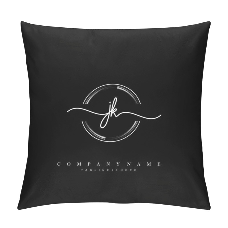 Personality  JK Initial Handwriting Logo Template Vector. Pillow Covers