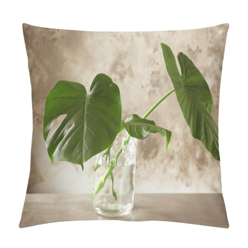 Personality  Vase With Green Tropical Leaves   Pillow Covers