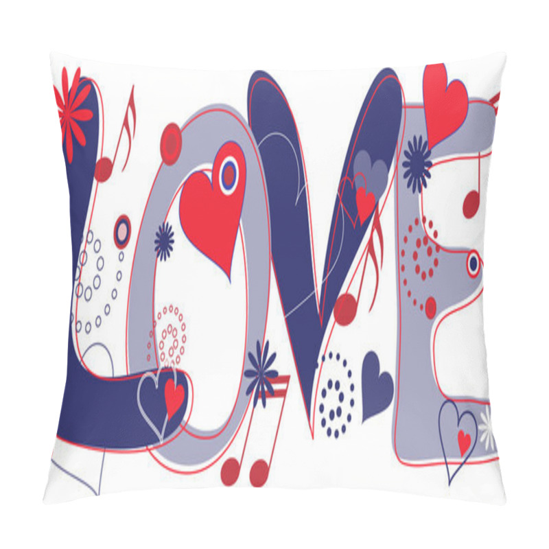 Personality  Love Text In Red White And Blue Pillow Covers