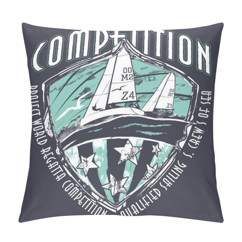 Personality  Graphic Logo For Nautical Sport Club, Marine Concept Pillow Covers