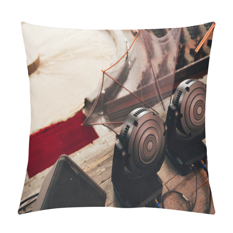 Personality  High Angle View Of Highlights And Speaker With Circus Arena At Background Pillow Covers