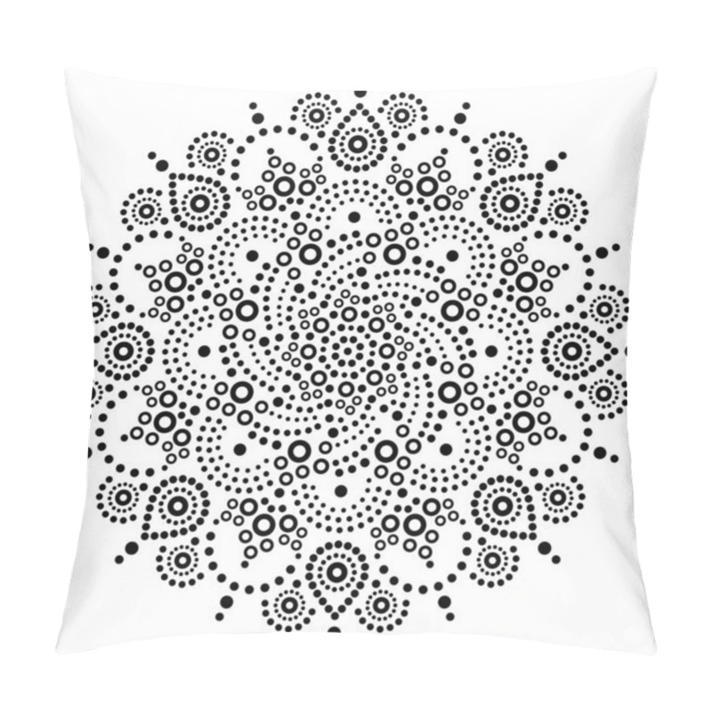 Personality  Aboriginal Bohemian Dot Painting Mandala Vector Pattern, Australian Dot Art Ornament In Black On White  Pillow Covers