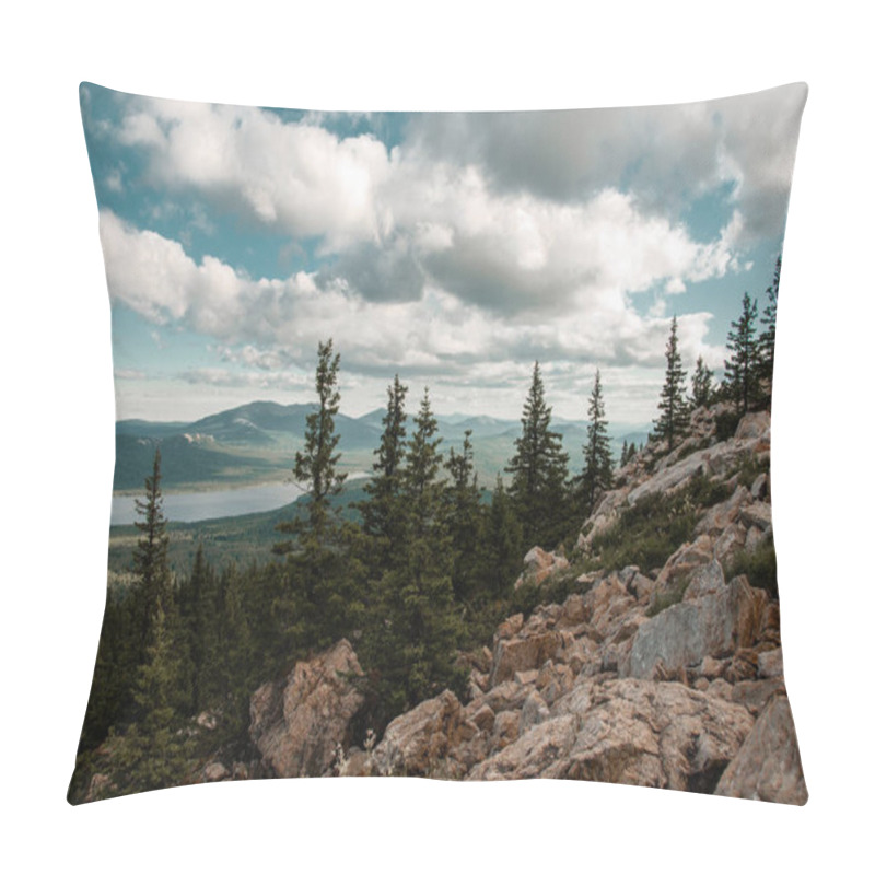 Personality  Beautiful Landscape With A Mountain Range On A Blue Sky With White Clouds On The Forest Meadows And Lake In Summer Russia, Chelyabinsk Region, Zyuratkul Range Pillow Covers