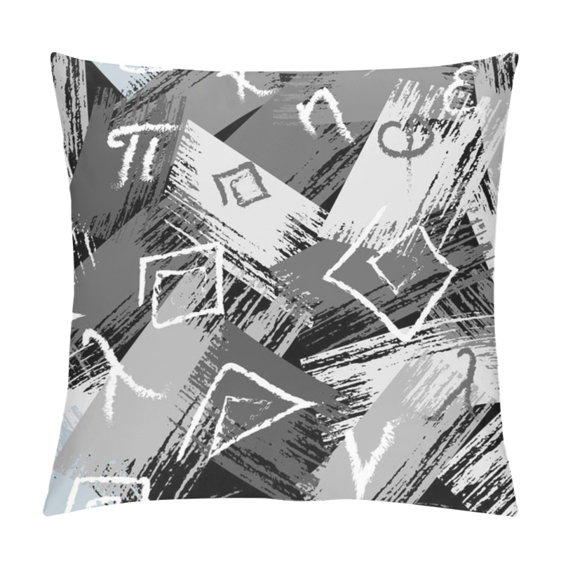 Personality  Greek Monochrome Grunge Seamless Pattern. Vector Grungy Brush St Pillow Covers