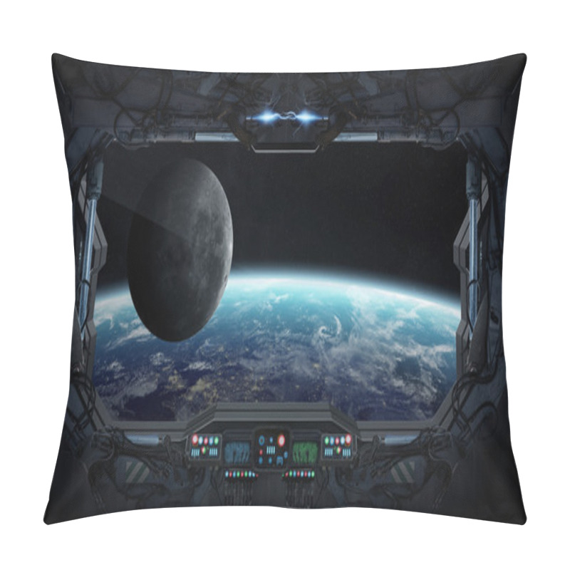 Personality  View Of Planet Earth From Inside A Space Station Pillow Covers