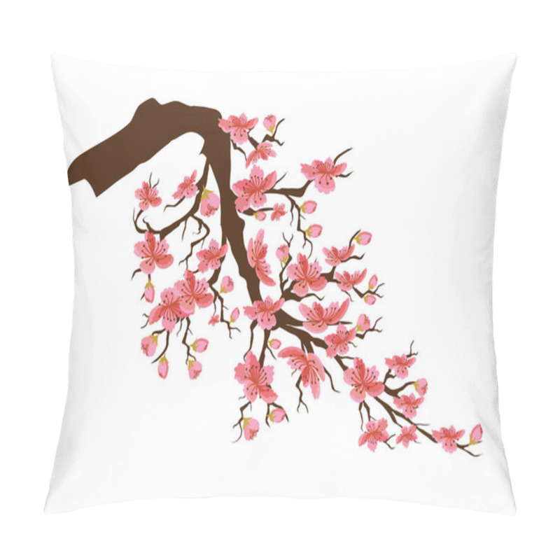 Personality  Chinese New Year. Sakura Flowers Background. Cherry Blossom Isolated White Background  Pillow Covers