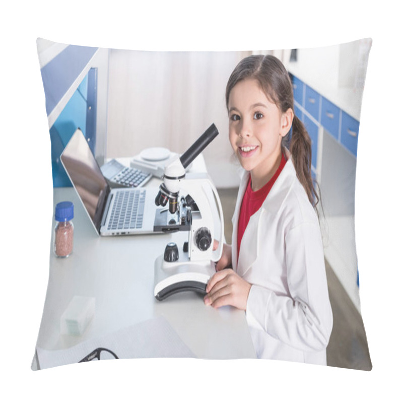 Personality  Girl Using Microscope  Pillow Covers