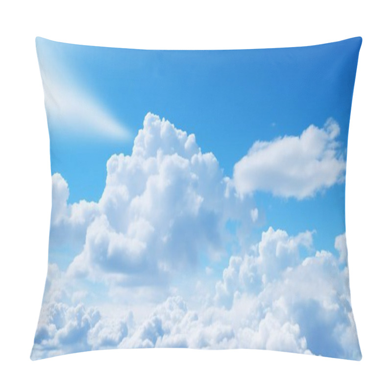 Personality  Vivid Blue Sky Adorned With Fluffy White Clouds Pillow Covers