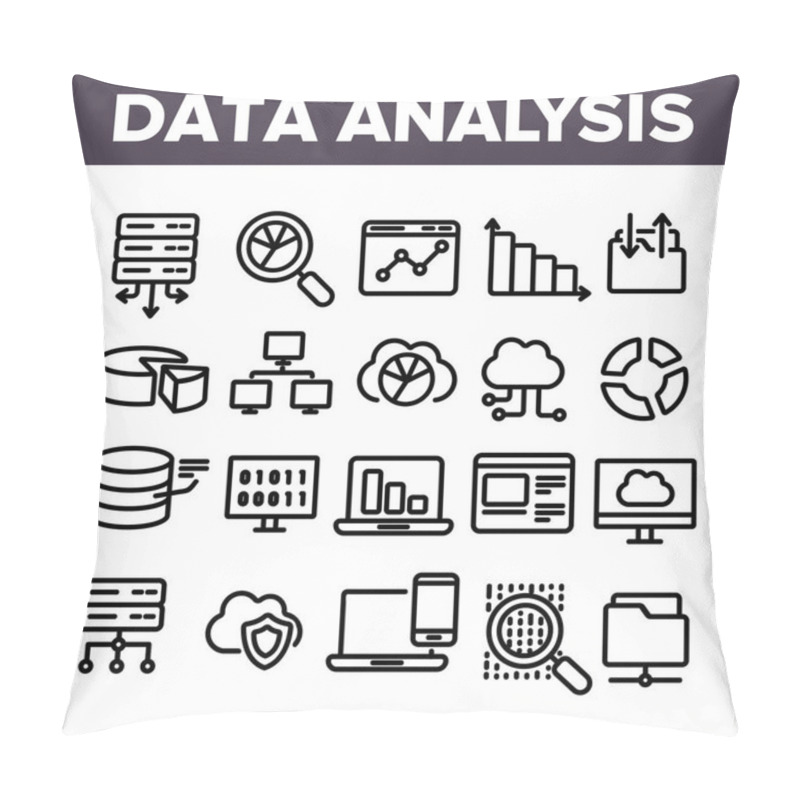 Personality  Data Analysis, Web Storage Linear Vector Icons Set Pillow Covers