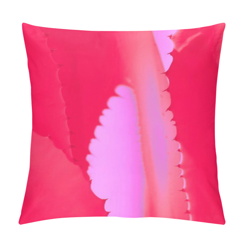 Personality  Vibrant Pink Foliage With Textured Edges Showcasing Natural Beauty. Pillow Covers