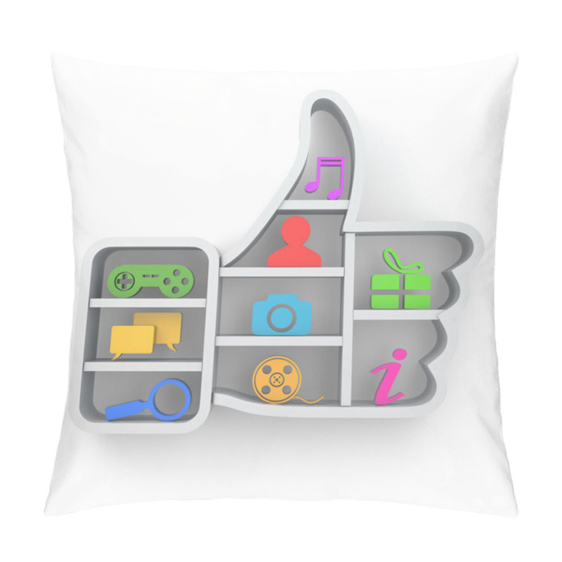 Personality  Like. Social Media Concept. Thumb Up And Apps Icons. Pillow Covers