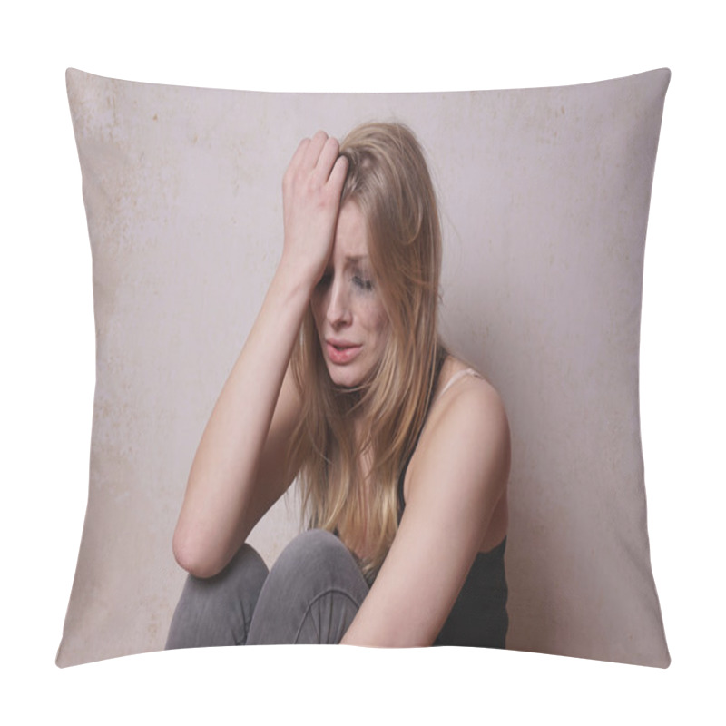 Personality  Tear-stained Young Woman Pillow Covers