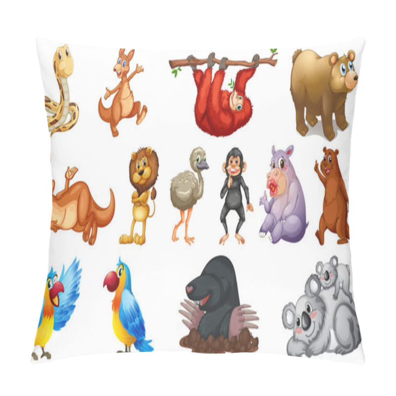 Personality  Wild Animals With Happy Smile Illustration Pillow Covers