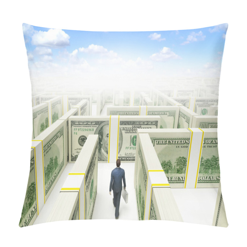 Personality  Business Peoples In Financial Maze Labyrinth Pillow Covers