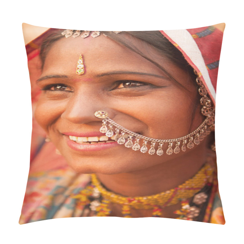 Personality  Traditional Indian Female Smiling Pillow Covers