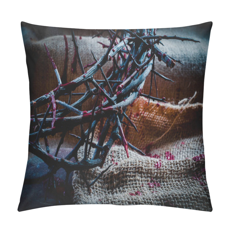 Personality  Crown Of Thorns As A Symbol Of Death And Resurrection Of Jesus Christ For Our Sins. Religion Concept. Pillow Covers