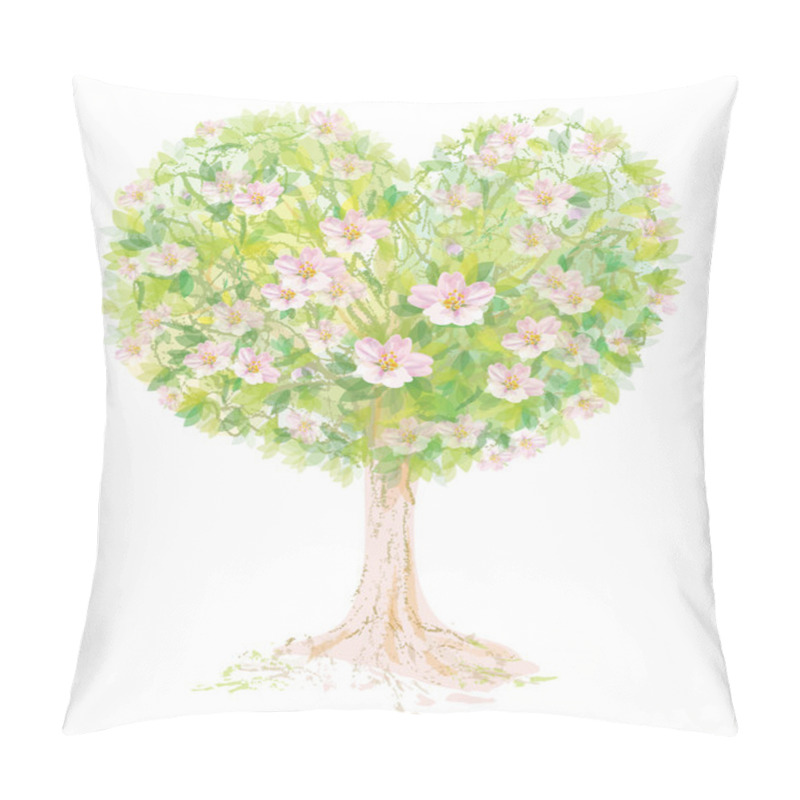 Personality  Vector Blossoming Tree Heart Shape. Pillow Covers