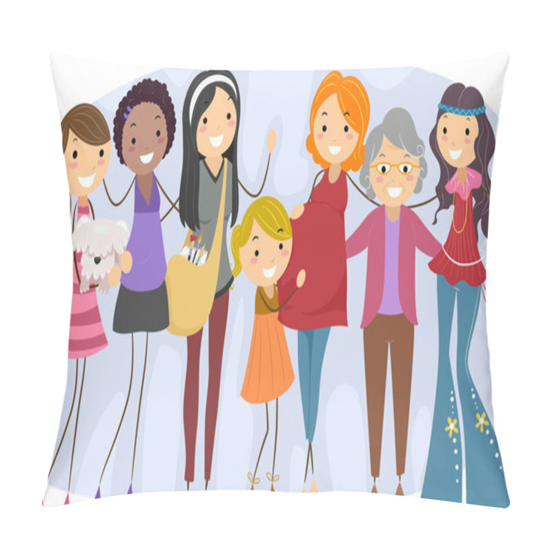 Personality  Women From Different Generations Pillow Covers