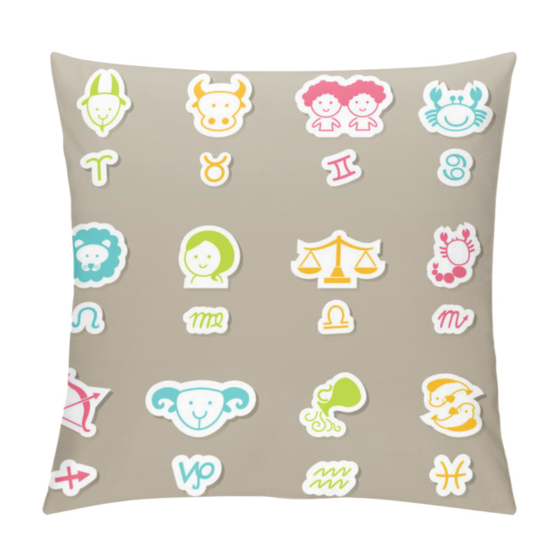 Personality  Zodiac Icons Set Vector Pillow Covers