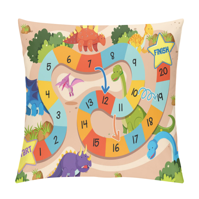 Personality  Flat Dinosaur Board Game Template Illustration Pillow Covers