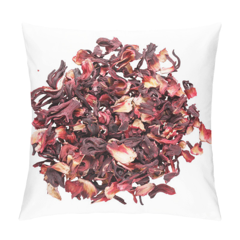 Personality  Heap Of Dried Hibiscus Petals Isolated On White.  Pillow Covers