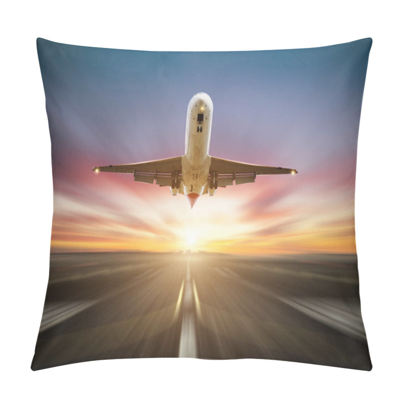 Personality  Passengers Airplane Taking-off The Runway, Blur Motion Effect As Background Pillow Covers