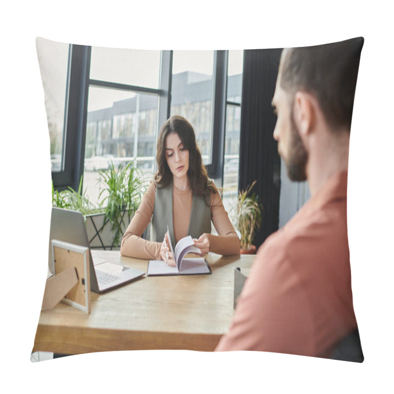 Personality  Team Members Engage In A Serious Conversation About Employment Changes. Pillow Covers