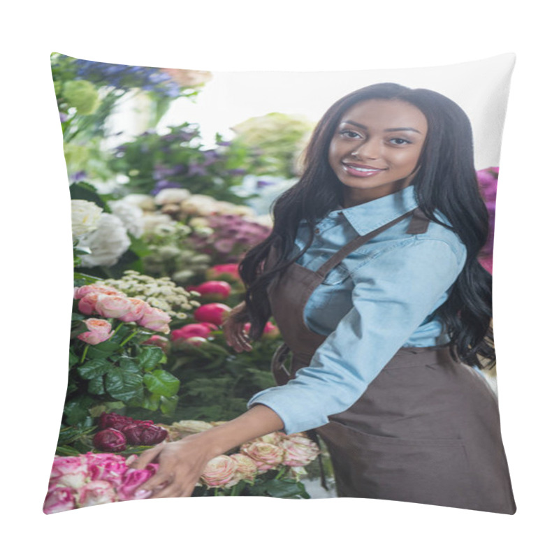 Personality  African American Florist With Flowers Pillow Covers