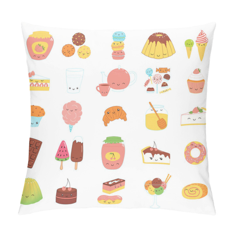 Personality  Hand Drawn Seamless Vector Pattern With Kawaii Funny Sweet Food Doodles, Concept For Design Kids Textile Print   Pillow Covers