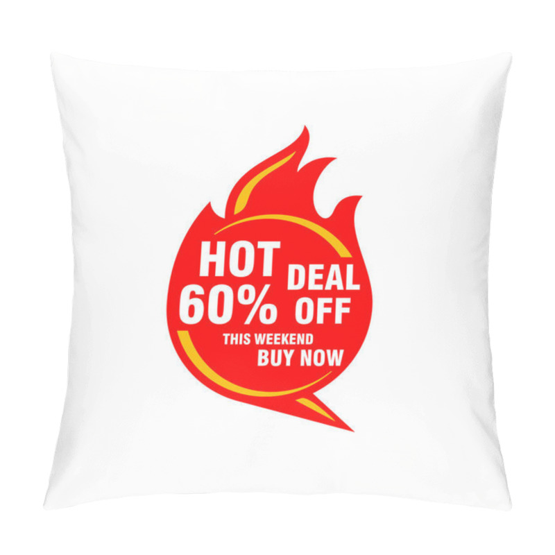 Personality  Hot Sales Discount 60 Percent, Special Offer Label Of Flash Sale Clipart. Advertising Promo Tag Vector Of Best Half Price, Big Deal, Promotional Words Sticker. Pillow Covers