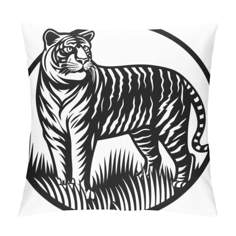 Personality  A Dynamic Tiger Silhouette Capturing The Strength And Elegance Of This Majestic Predator. Perfect For Wildlife, Nature, And Creative Design Projects. Pillow Covers