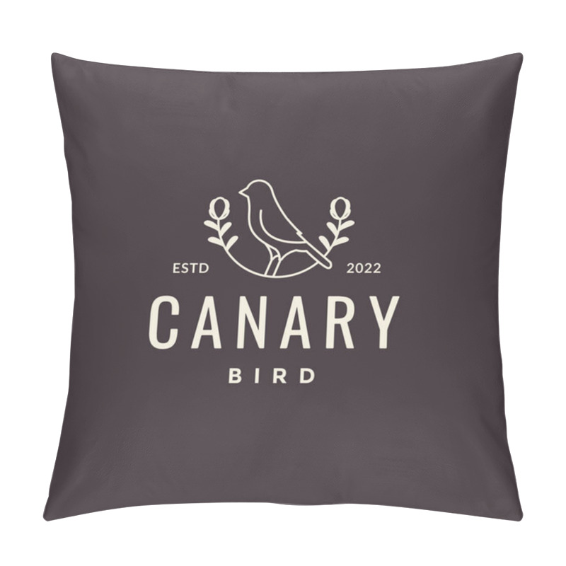 Personality  Hipster Canary With Leaf Logo Design Pillow Covers